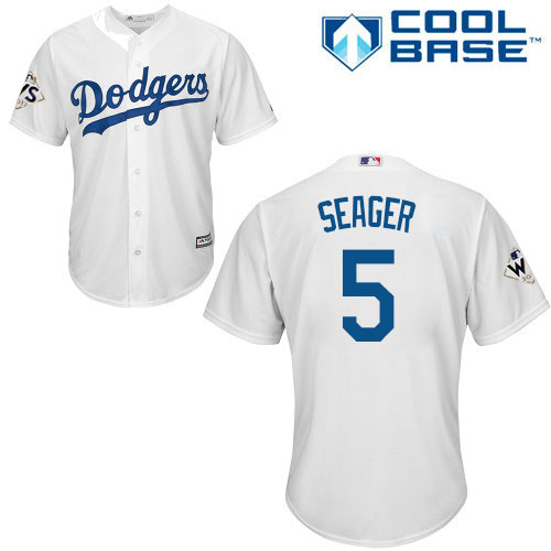 Dodgers #5 Corey Seager White New Cool Base World Series Bound Stitched MLB Jersey - Click Image to Close